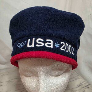 Vintage 2002 USA Winter Olympics ROOTS Official Outfitter Fleece Hat Beret Cap